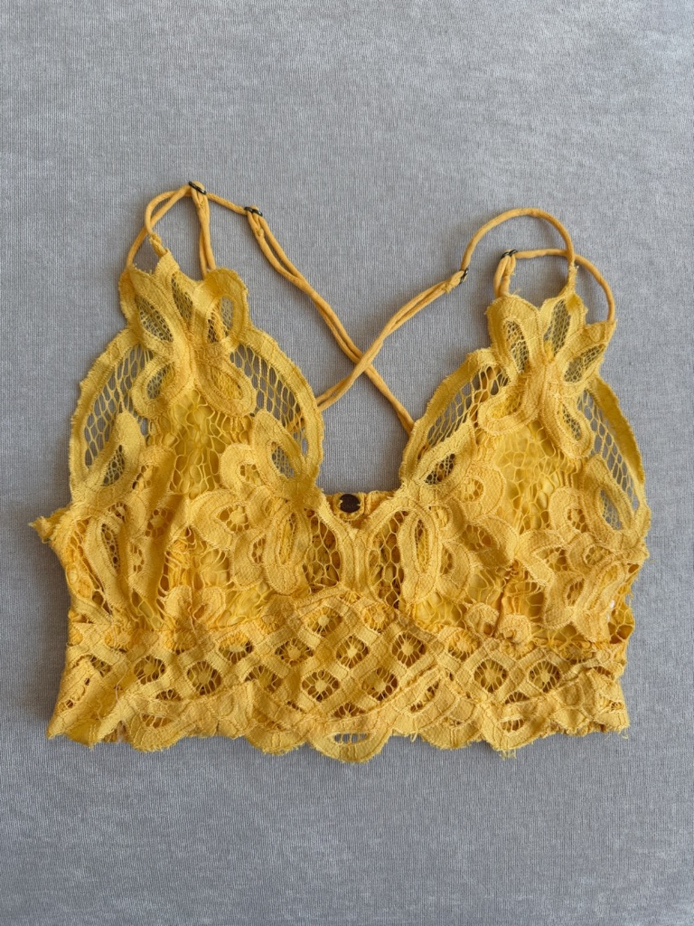 Yellow Lace Bralette with Adjustable Straps